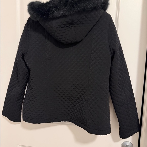 Esprit Black Quilted Jacket with Faux Fur detachable hood - Picture 2 of 6